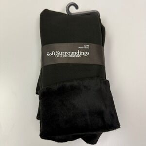 NWT Soft Surroundings Fur Lined Leggings Dark Olive S/M Heavenly Soft